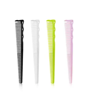 Set of four professional hair styling combs in black, white, green and pink for salon use