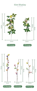 Detailed size specifications for Easter artificial foam egg branches and floral stems