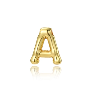 Polished 18K gold plated A-Z letter A balloon pendant necklace with realistic reflections