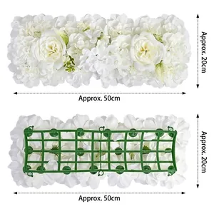 50x20cm white artificial rose and hydrangea flower wall panel for wedding backdrop decor