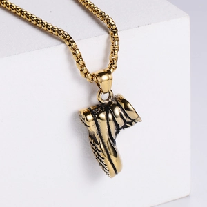 Hip Hop Sneaker Pendant Necklace 304 Stainless Steel Shoe Shape Charm Punk Rock Jewelry For Men