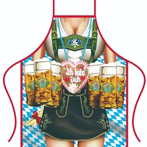 Authentic Oktoberfest unisex apron featuring traditional German Dirndl character illustration