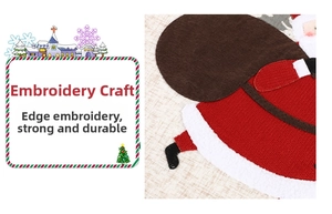 Detailed embroidery craft showing festive Santa Claus pattern on a durable fabric table runner