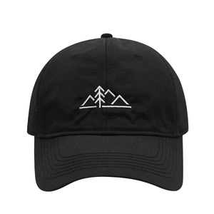 Casquette de baseball noire avec broderie montagne blanche pour randonnée et soleil