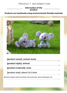 Detailansicht der Miniatur-Koalas aus Harz für DIY-Puppenhaus und Mikrolandschafts-Deko