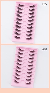 Détail des faux cils noirs F05 et A08 montrant des textures épaisses et naturelles