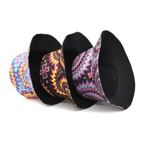 Colorful geometric print bucket hats for sun protection in outdoor travel fashion