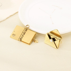 Golden stainless steel envelope and book locket pendants for Valentine gift
