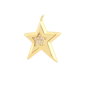 Macro shot of gold star pendant with cubic zirconia inlay for DIY jewelry design