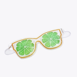 Lime pattern cooling gel eye mask for sleeping and relieving eye fatigue on white background