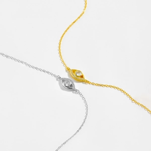 Elegant s925 silver Evil Eye bracelet with sparkling zircon stones in gold and silver