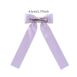 Lavender satin long ribbon bow hair clip with a 4.5cm metal alligator duckbill clamp