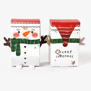 3D Christmas gift boxes with Santa and Snowman designs for festive holiday treats
