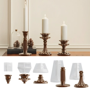 Kandelaar Siliconen Mal Europese Retro Stijl DIY Hars Gieten Voor Woondecoratie Aromatherapie Kaars Basis Ontwerp