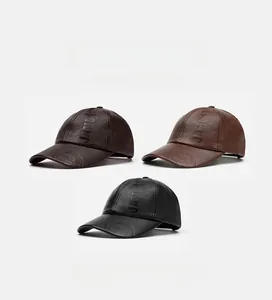 Detailed close-up showing PU leather texture and embossed JAMO lettering on baseball caps