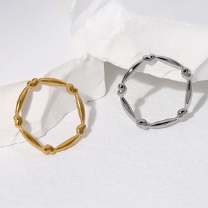 Heart Stainless Steel Ring 18K Gold Plated Minimalist Sweet Cute Hollow Out Band For Women Non-Tarnishing Aesthetic