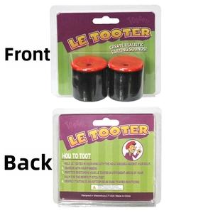 Front and back view of Le Tooter fart noise maker packaging with detailed instructions