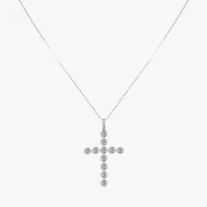 925 Sterling Silver Cross Pendant Necklace With Moissanite D Color VVS1 Elegant Fashion Jewelry For Women