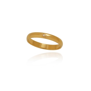 Minimalist 18K gold-plated starburst signet ring featuring a centered gemstone