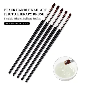 Professional UV Gel Nail Art Brushes For Manicure Painting Drawing Liner Design Black Plastic Handle Synthetic Bristles Salon
