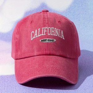 Detailed embroidery of California West Coast on a washed cotton vintage baseball cap