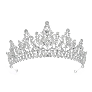 Elegant silver bridal crown with sparkling rhinestones for weddings and formal parties