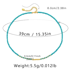 Detail van bohemien turquoise ketting met 39cm lengte en 6cm verstelbare verlengketting