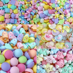 Colorful resin donut and bone beads in macaron tones for DIY nail art and hair accessories