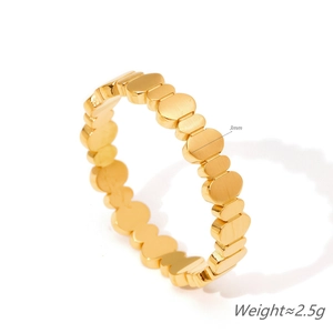 Minimalist gold titanium steel ring with oval link design, 3mm width brushed finish