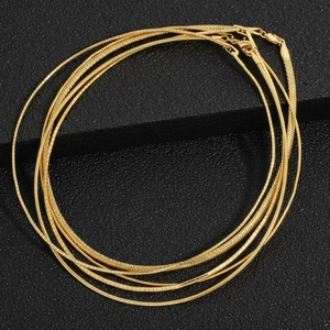18K Gold Plated Copper Snake Chain Necklace For Women Minimalist Flat Link Chain Choker Hip Hop Fashion Jewelry Necklace