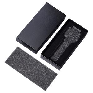 Classic black rectangular watch gift box with textured finish and foam insert