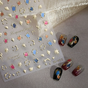 French M-911 leopard print nail stickers with metallic gold outlines for DIY manicure