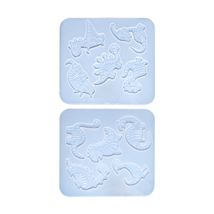 Ensemble de deux moules en silicone bleu clair pour pendentifs de dinosaures en résine