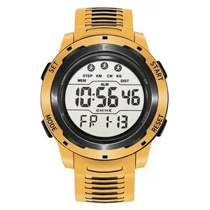 Digital Sports Watch For Men Boys Waterproof Multifunctional Pedometer LED Backlight Alarm Calendar Resin Strap Fashion Wristwatch