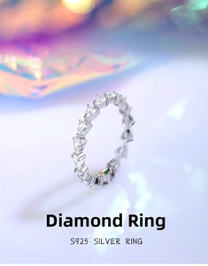 Macro detail of S925 sterling silver ring with pear-cut cubic zirconia stones