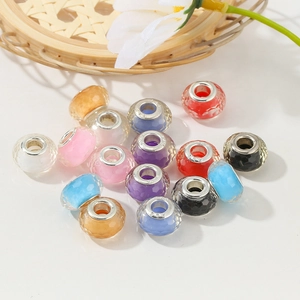 Faceted crystal beads in multiple colors for European charm bracelets with S925 silver cores