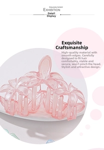 Macro detail of the 3D pink floral hair claw clip showing smooth resin petals and teeth