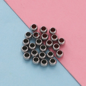 Polished silver stainless steel 3x4mm round hollow beads for DIY jewelry making