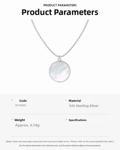 Specifications for S925 sterling silver necklace with white shell honeycomb pendant