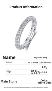 Detailed specifications of S925 sterling silver eternity ring with cubic zirconia stones