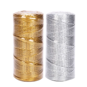 Two rolls of 1.5mm gold and silver metallic twine for gift wrapping and DIY crafts