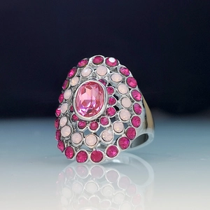 European and American fashion colorful opal crystal statement ring for women, stylish party jewelry.