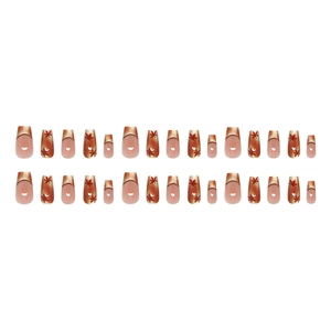 Cat-eye French maple leaf press-on nails with 24 pieces in warm autumn tones