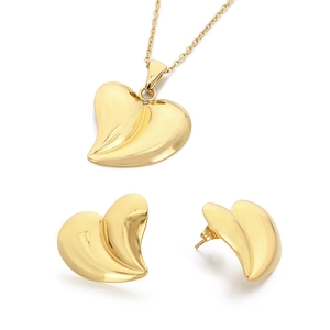 18K vergoldetes Edelstahl-Schmuckset mit Herz-Halskette und passenden Ohrringen