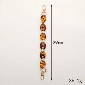 Acrylic leopard print tortoiseshell strap with gold clasp, 29cm length for bags and phones