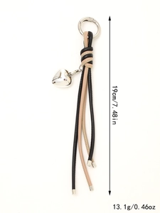 Fashionable braided leather keychain with heart pendant and detailed size specifications
