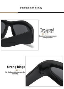 Détail des charnières métalliques et de la texture mate de ces lunettes de soleil Y2K