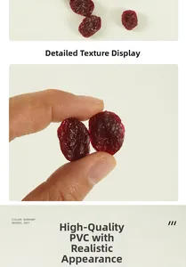Macro shot of realistic artificial dried cranberry food model with detailed PVC texture