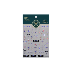 Royal blue and red jewelry style nail stickers with silver patterns and gem designs