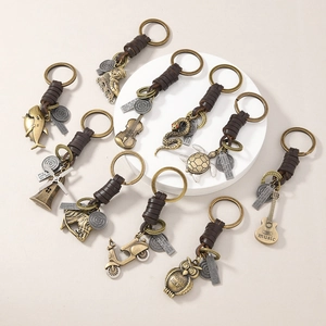 Retro bronze alloy anchor and nautical leather keychains with vintage charms for gifts